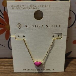 Kendra Scott Gold Necklace with Pink Heart Pendant